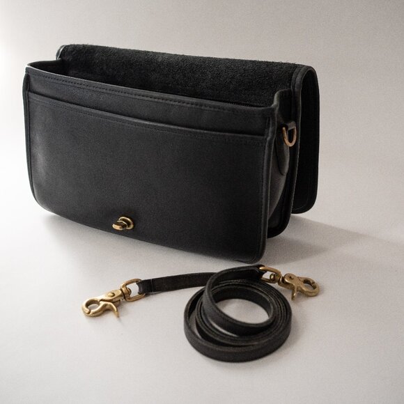 Vintage Coach Convertible Clutch - Black Leather Crossbody Made 1989 - Picture 5 of 16